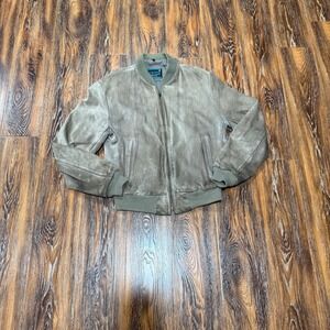 Cooper Vintage Suede Bomber Jacket Mens 42 Gray Brown Leather Made in USA M L